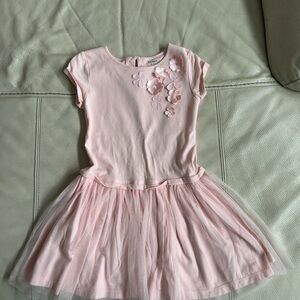 Girls Carter's Light Pink Tulle Dress with Floral Appliqué, Size 6/6x